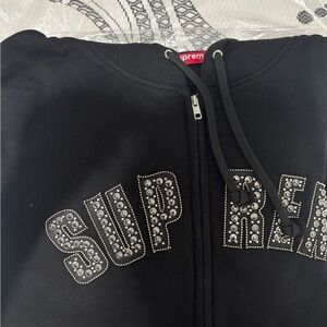 Supreme BB Simon L Black Hoodie with Rhinestone Logo NWT Silver China 100%